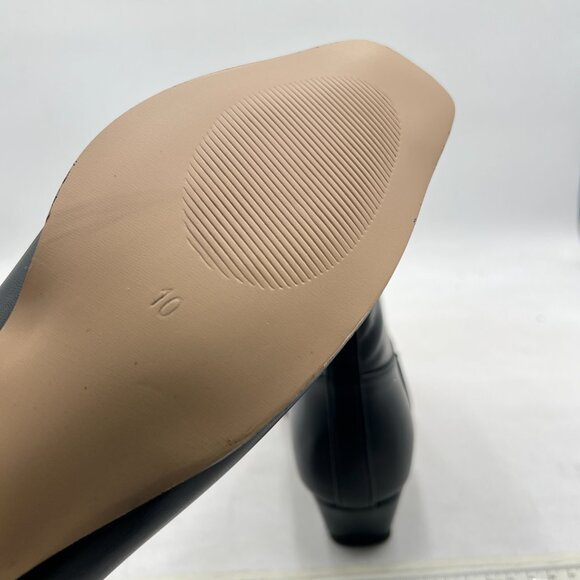 Black Square Toe Ankle Booties Comfy Chunky Low Heel Short Boot Side Zipper Shoe - Picture 6 of 8